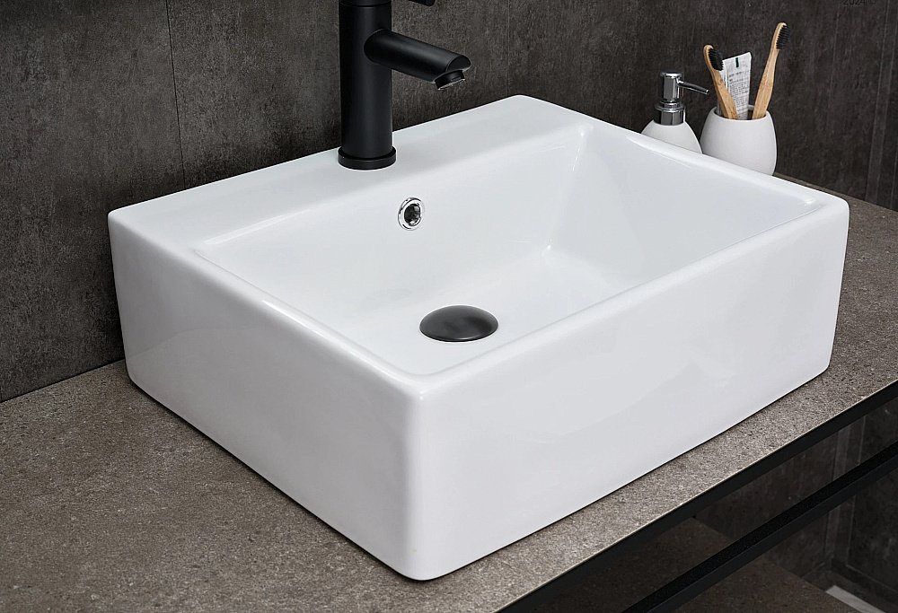 Раковина накладная Gid Geometrico 45,5 N9145 51214 белая купить в интернет-магазине Sanbest