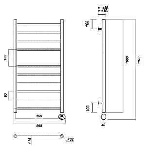 Полотенцесушитель электрический Domoterm Медея П10 500x1000 E золото купить в интернет-магазине сантехники Sanbest