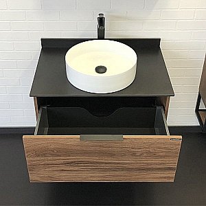 Тумба с раковиной Comforty Порто 00-00008926 75 дуб тёмно-коричневый для ванной в интернет-магазине Sanbest