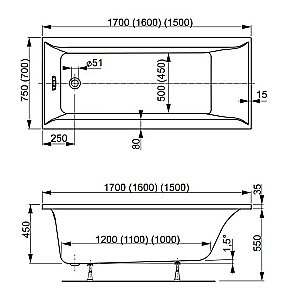 Акриловая ванна VAGNERPLAST VERONELA 150 купить в интернет-магазине Sanbest