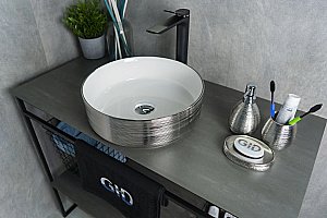 Раковина накладная Gid 36 D1357h031 53328 белая, серебро купить в интернет-магазине Sanbest