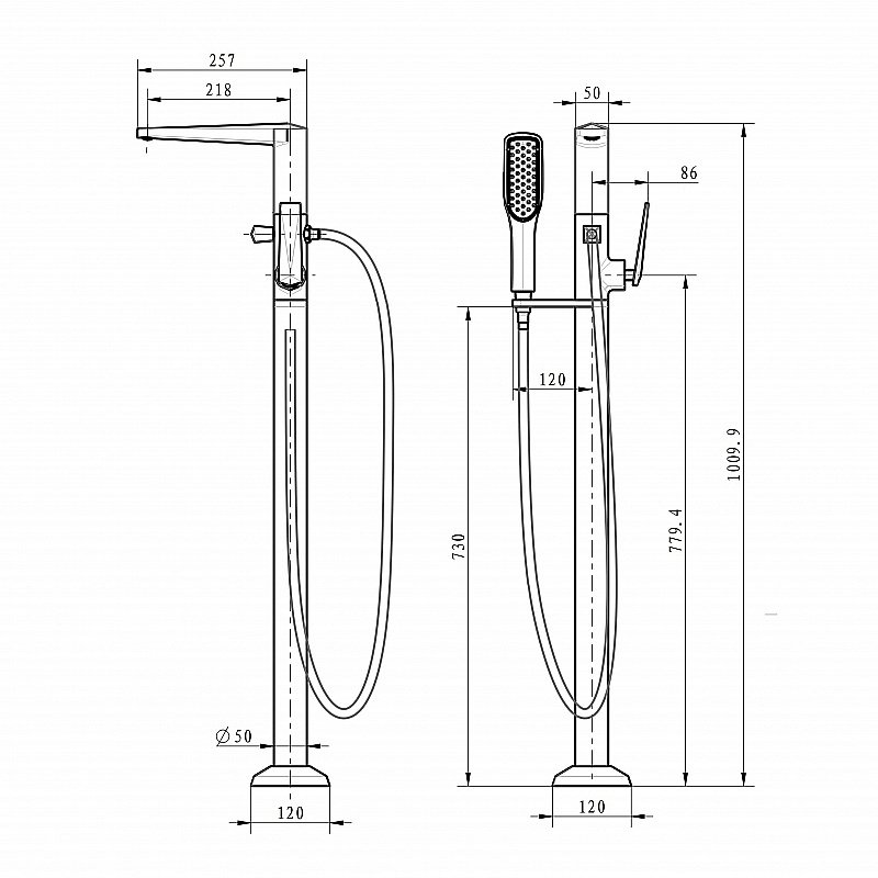 Смеситель для ванны Boheme Venturo 379-B черный/хром купить в интернет-магазине сантехники Sanbest