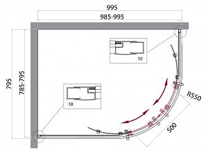 Душевой уголок BelBagno UNO-195-RH-2 100X80 купить в интернет-магазине Sanbest