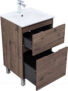 Тумба с раковиной Aquanet Алвита new 50 344126+329252 дуб веллингтон табак для ванной в интернет-магазине Sanbest