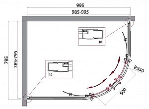 Душевой уголок BelBagno UNO-195-RH-2 100X80 купить в интернет-магазине Sanbest