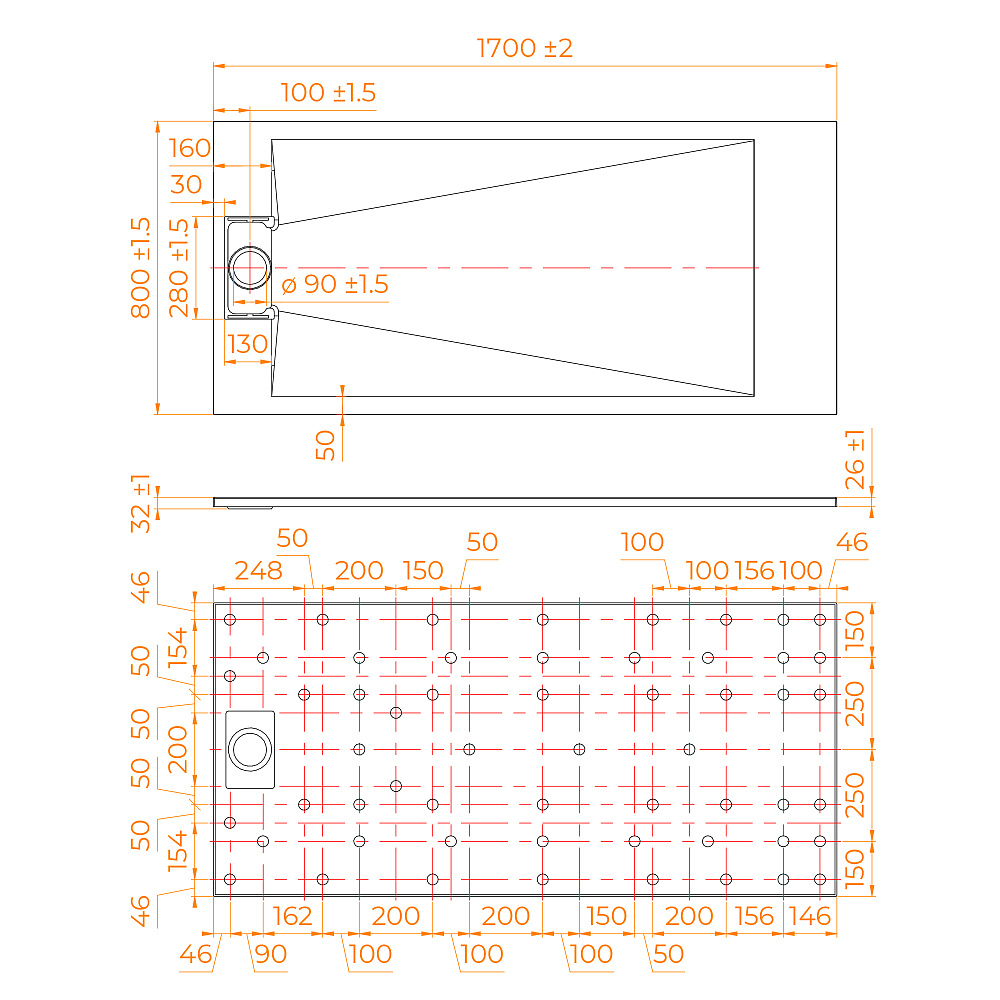 Душевой поддон прямоугольный RGW TUS-W 80x170 купить в интернет-магазине Sanbest