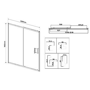 Душевая дверь Vincea City VDS-5CT120CLGM 120 стекло прозрачное/профиль вороненая сталь купить в интернет-магазине Sanbest