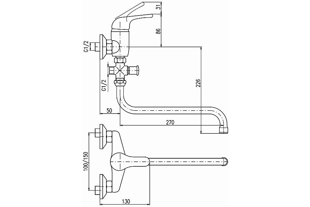Смеситель для ванны RAV-Slezak SAZAVA SA556.5 хром купить в интернет-магазине сантехники Sanbest