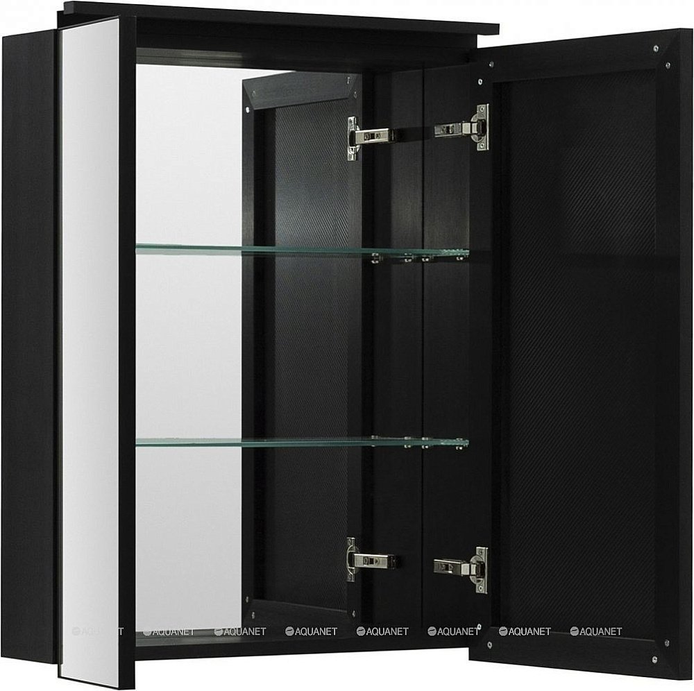 Зеркальный шкаф De Aqua Алюминиум 261757 60 черный купить в интернет-магазине сантехники Sanbest