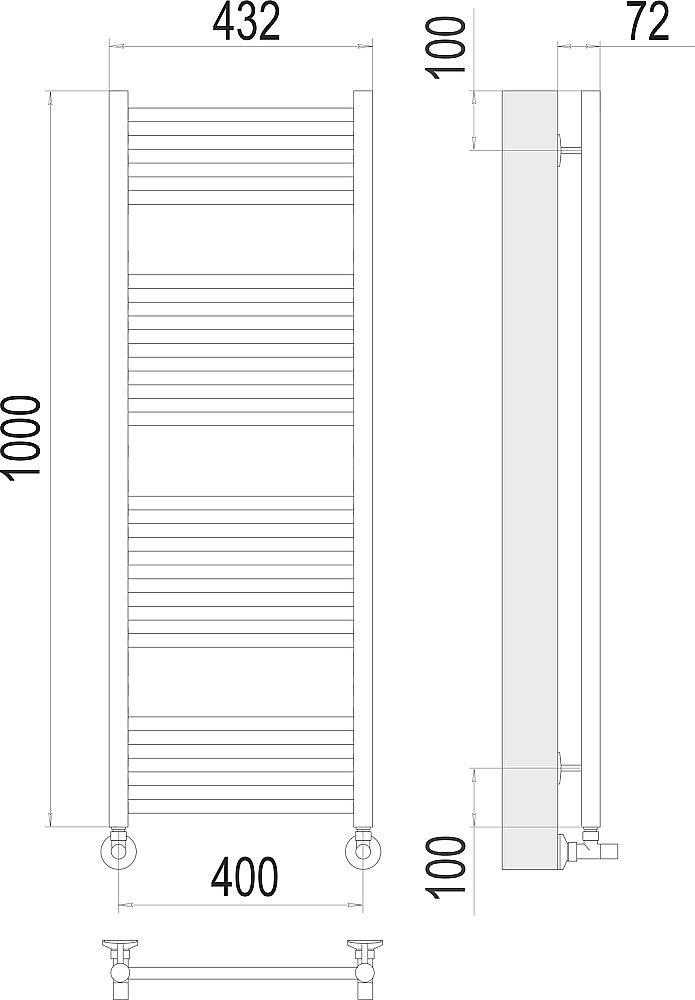 Полотенцесушитель водяной Terminus Аврора П20 400х1000 купить в интернет-магазине сантехники Sanbest