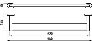Двойной полотенцедежатель RAVAK Chrome CR 320.00 66 см купить в интернет-магазине сантехники Sanbest
