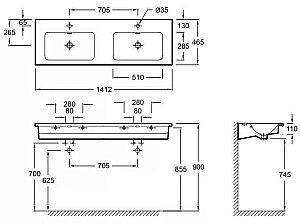 Раковина Jacob Delafon VOX 142 EB2100-DD4 коричневая купить в интернет-магазине Sanbest