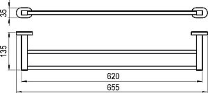 Двойной полотенцедежатель RAVAK Chrome CR 320.00 66 см купить в интернет-магазине сантехники Sanbest