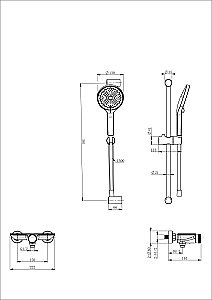 Смеситель для душа с гарнитуром WONZON & WOGHAND ClickPlate, Хром (WW-B2052-A-CR) купить в интернет-магазине сантехники Sanbest