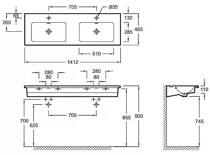 Раковина Jacob Delafon VOX 142 EB2100-DD4 коричневая купить в интернет-магазине Sanbest