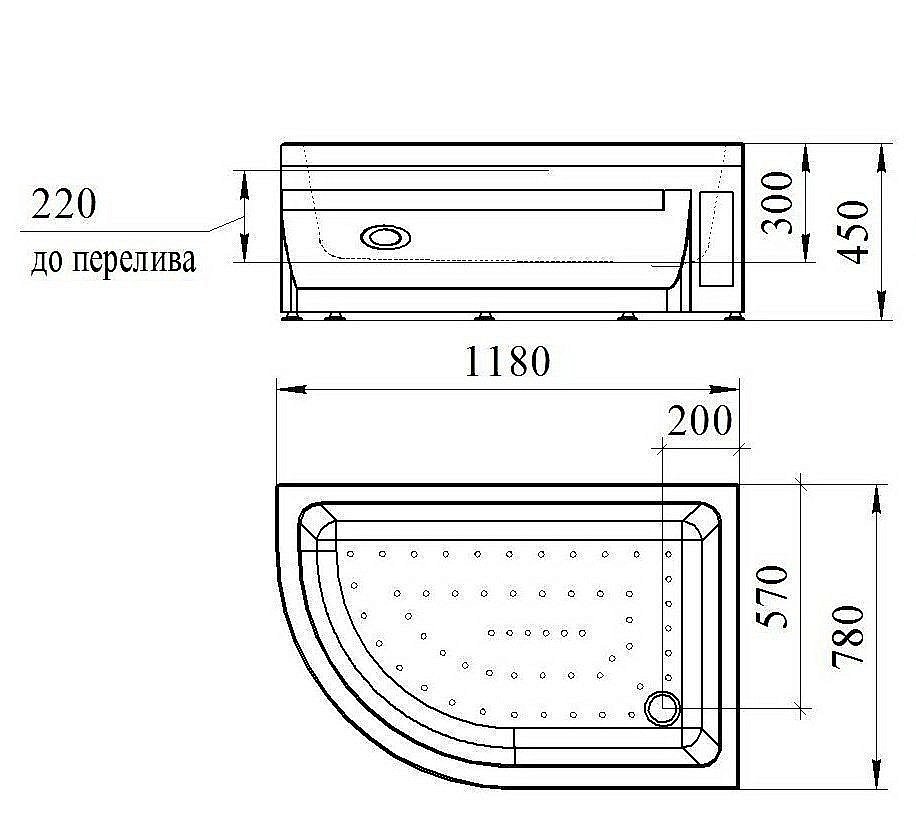 Душевой поддон Радомир 118х78 белый купить в интернет-магазине Sanbest