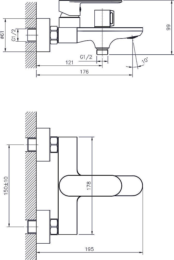 Смеситель для ванны Rush Luson LU1630-44 купить в интернет-магазине сантехники Sanbest