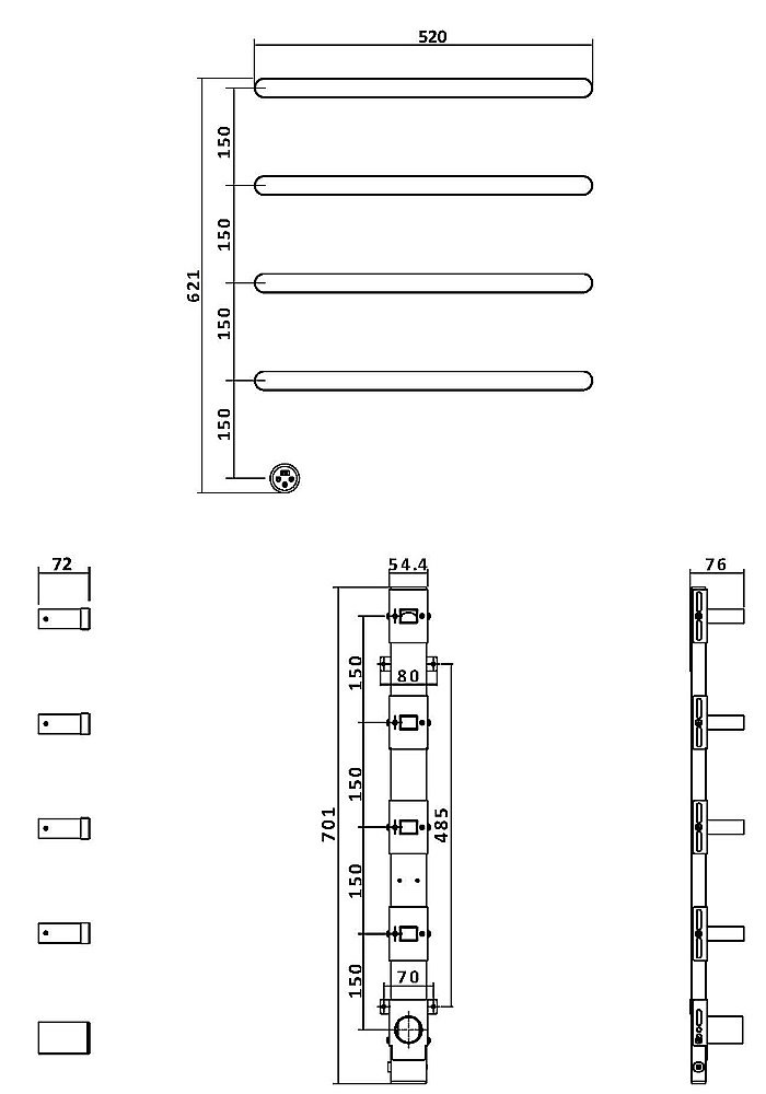 Полотенцесушитель электрический Vincea VTD-2H2CH хром, таймер купить в интернет-магазине сантехники Sanbest