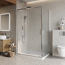 Душевой уголок BelBagno LUCE-AH-1 150х80 стекло прозрачное/профиль хром купить в интернет-магазине Sanbest