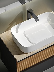 Тумба с раковиной Sancos DELTA 80 со столешницей, дуб красный/графит для ванной в интернет-магазине Sanbest