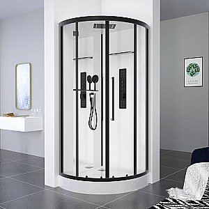 Душевой уголок Black&White GALAXY 8021000 90x90 стекло прозрачное/профиль черный матовый купить в интернет-магазине Sanbest