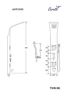 Душевая панель CeruttiSpa TWIN W CT9985 Белая купить в интернет-магазине сантехники Sanbest