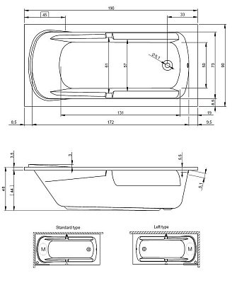 Ванна акриловая Riho Future XL 190x90