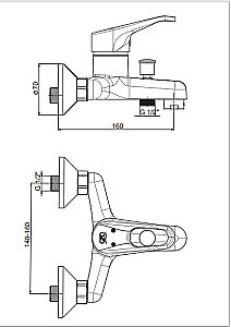 Смеситель для ванны GPD Nerida BB20 купить в интернет-магазине сантехники Sanbest