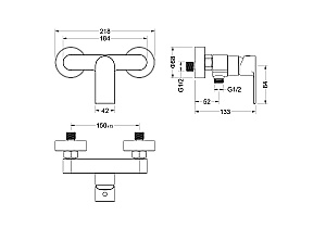 Набор смесителей Aquatek ЛИРА Set 3 в 1 (AQ1410MB+AQ1460MB+AQ2018MB) черный матовый купить в интернет-магазине сантехники Sanbest