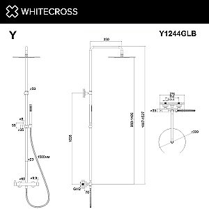 Душевая система WhiteCross Y Y1244GLB матовое золото купить в интернет-магазине сантехники Sanbest
