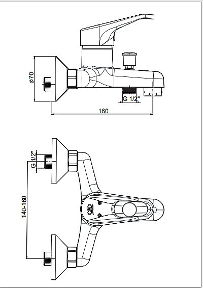Смеситель для ванны GPD Nerida BB20 купить в интернет-магазине сантехники Sanbest