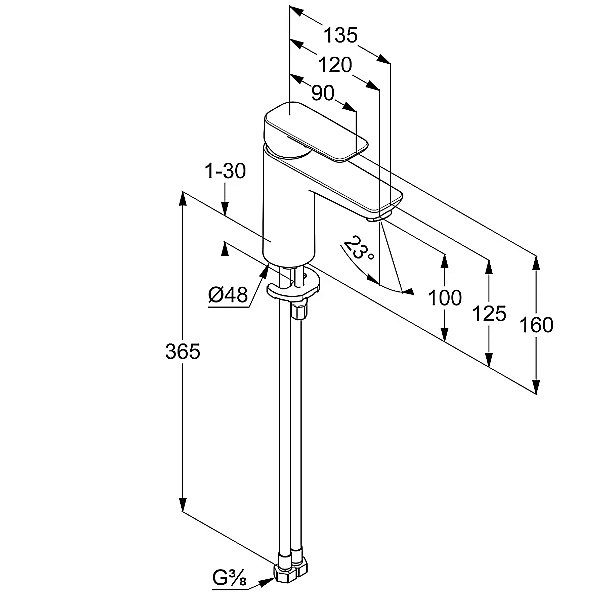 Смеситель для раковины Kludi Pure&Style 401983975 черный матовый купить в интернет-магазине сантехники Sanbest
