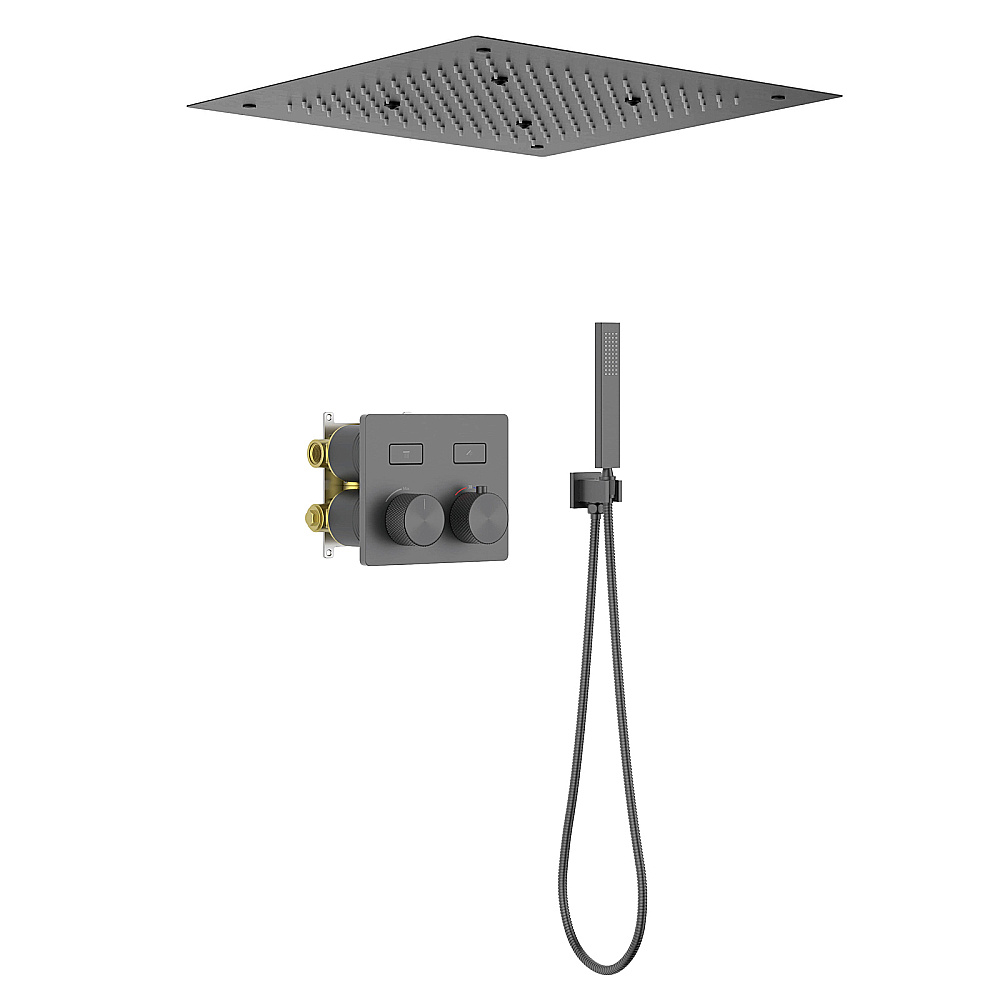 Душевая система встроенная с термостатом Timo Petruma SX-5209/18SM черное золото матовое купить в интернет-магазине сантехники Sanbest