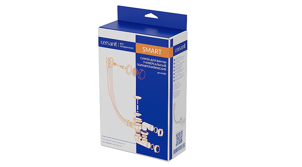Слив-перелив для ванны Cersanit SMART 64285 хром купить в интернет-магазине сантехники Sanbest
