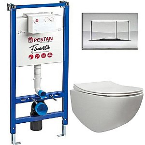Унитаз с инсталляцией Pestan Fluenta Rimless SET40006661AС безободковый, с крышкой микролифт купить в интернет-магазине Sanbest