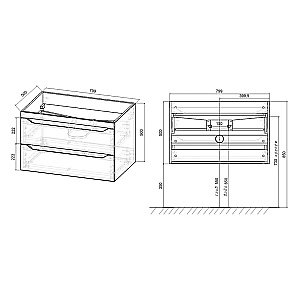 Тумба с раковиной Vincea FINE 80 бетон для ванной в интернет-магазине Sanbest