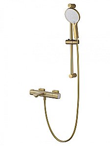 Смеситель для ванны с душевым гарнитуром и термостатом WONZON & WOGHAND SOLID, Брашированное золото (WW-C2011-A-BG) купить в интернет-магазине сантехники Sanbest