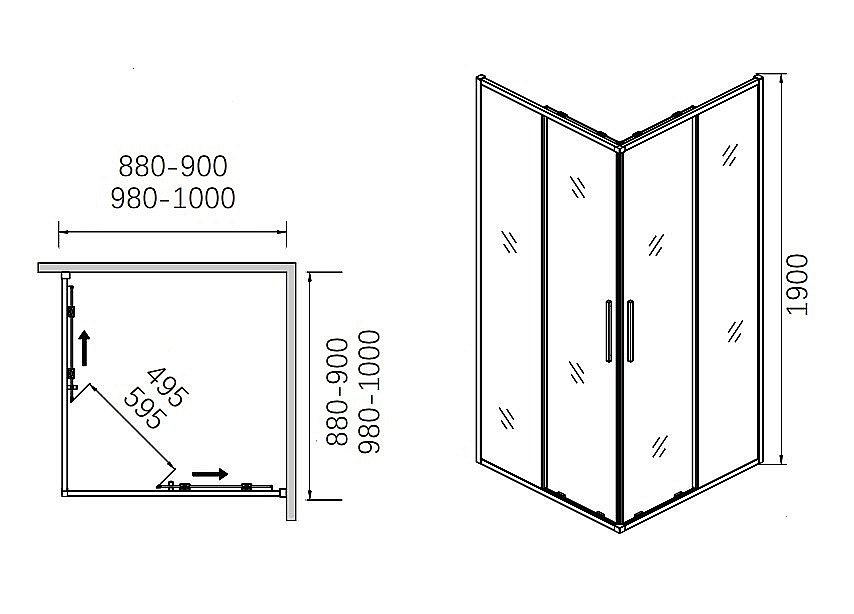 Душевой уголок CeramaLux CL902-100 стекло прозрачное/профиль хром купить в интернет-магазине Sanbest