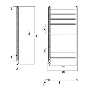 Полотенцесушитель электрический Domoterm Куба П10 500х1000 E хром купить в интернет-магазине сантехники Sanbest
