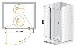Душевая дверь Cezares ELENA-B-1-60-C-Cr стекло прозрачное/профиль хром купить в интернет-магазине Sanbest