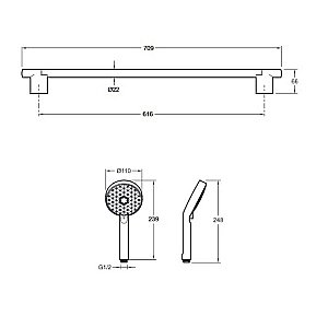 Душевой гарнитур Jacob Delafon AWAKEN E99898-BL матовый черный купить в интернет-магазине сантехники Sanbest