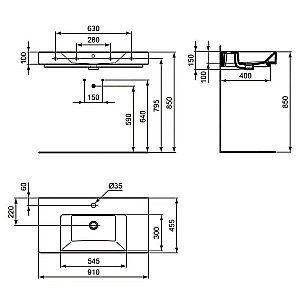 Раковина подвесная Ideal Standard Strada 91 K078901 белая купить в интернет-магазине Sanbest