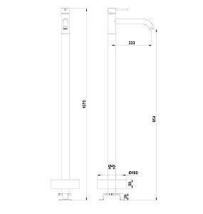 Смеситель для раковины напольного монтажа WONZON & WOGHAND STICK, Темный графит (WW-88649905-BGM) купить в интернет-магазине сантехники Sanbest