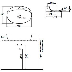 Раковина накладная Azzurra Elegance 60 ECI60M bi*1 белая купить в интернет-магазине Sanbest