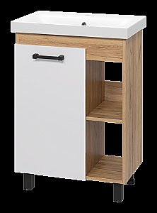 Тумба с раковиной Misty Крафт - 60 П-Кра-07060-011 белый/светлое дерево для ванной в интернет-магазине Sanbest