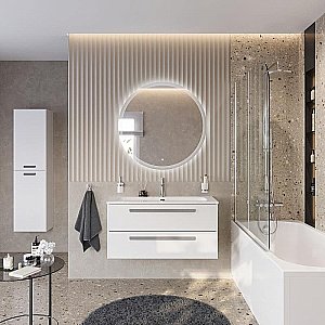 Тумба с раковиной Cezares ECO-CER-N 100 ECO-CER-N-1000-2C-SO-BO белая матовая для ванной в интернет-магазине Sanbest