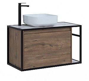 Тумба с раковиной Aquanet Nova Lite Loft 90 L/R дуб рустикальный для ванной в интернет-магазине Sanbest
