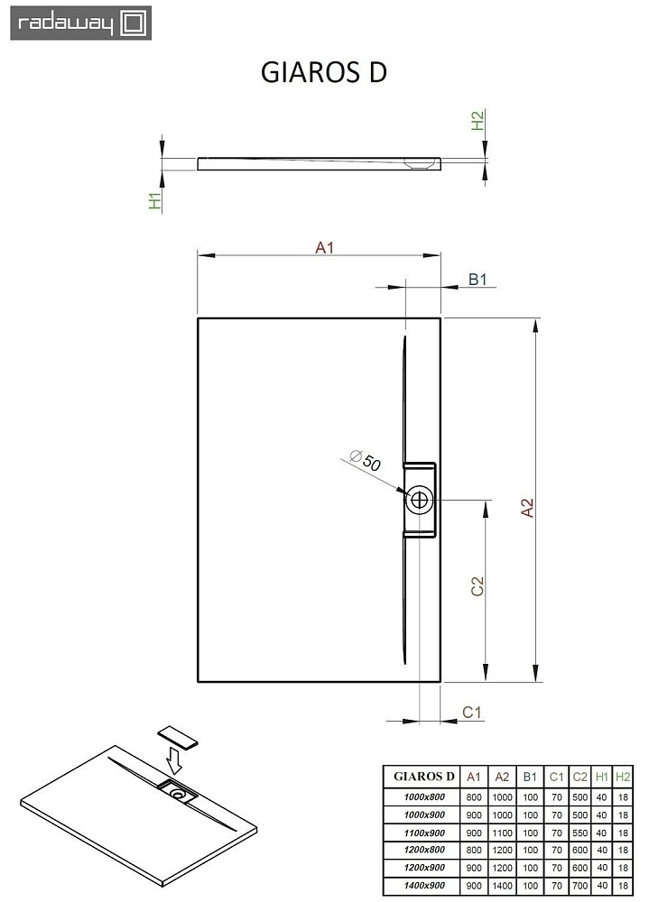 Душевой поддон Radaway Giaros D 140x90 купить в интернет-магазине Sanbest