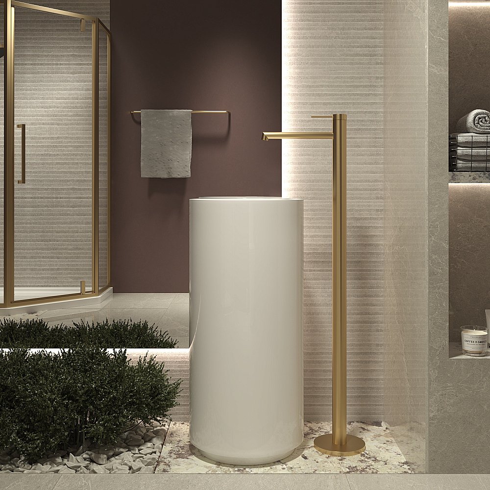 Смеситель для раковины Vincea Rim VFBF-2R1BG брашированное золото купить в интернет-магазине сантехники Sanbest