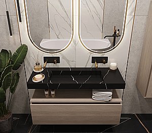 Раковина-моноблок Armadi Art Flat Nero Marquina 859-120-NM черный мрамор купить в интернет-магазине Sanbest